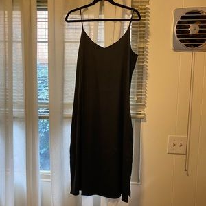 Black silk slip dress